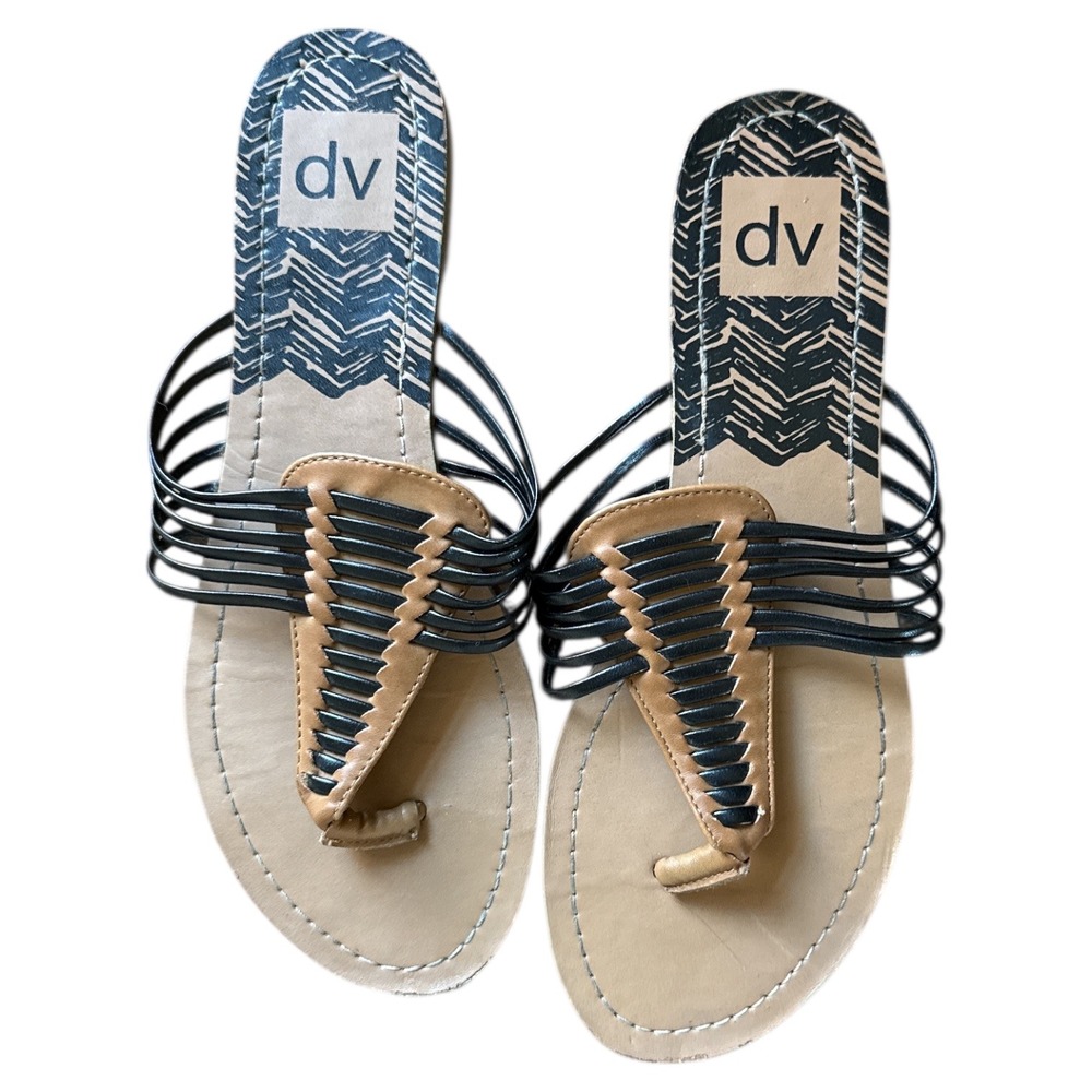DV by Dolce Vita Target Black Woven Strappy Toe Post Sandals Womens 7.5‎ Boho